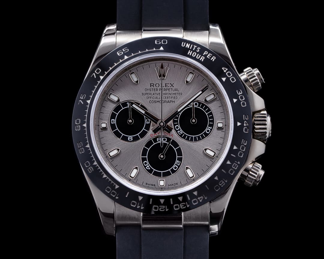 Rolex Daytona 116519 18K White Gold Ceramic Oysterflex Silver Dial 