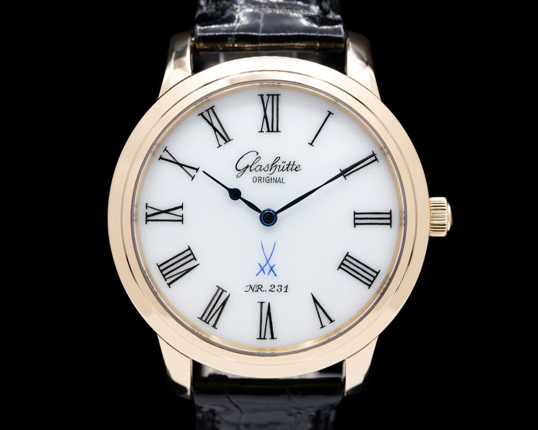 Glashutte Original Senator Meissen Porcelain Dial 18K Rse Gold