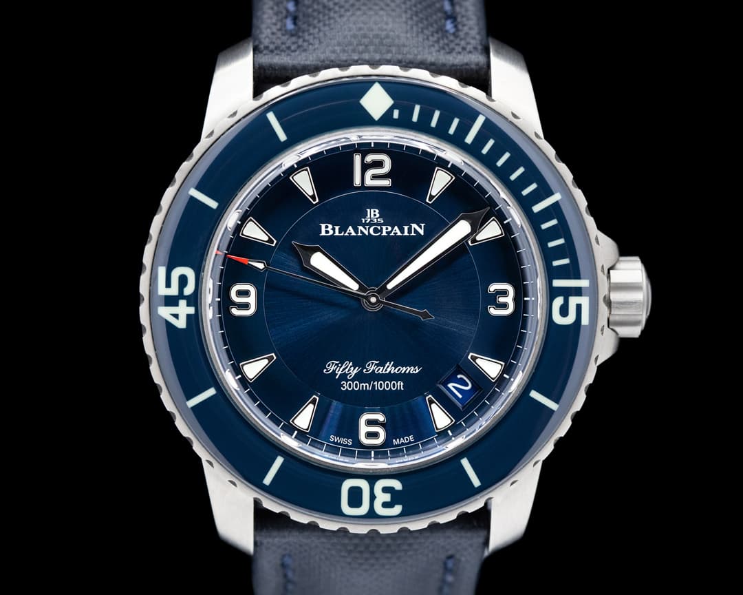 Blancpain Fifty Fathoms / Blue Dial Titanium Bracelet with Sail cloth 2020