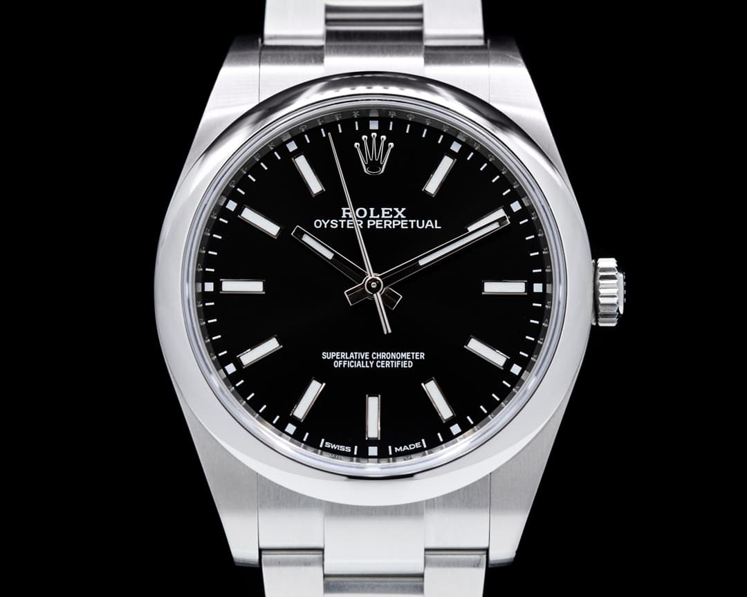 Rolex Oyster Perpetual 114300 SS Black Stick Dial 