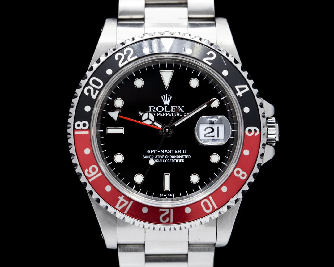 Rolex GMT Master II SS Red / Black Coke "Swiss Only" NICE