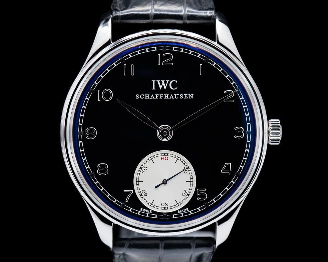 IWC Portuguese Hand Wound SS Black Dial 