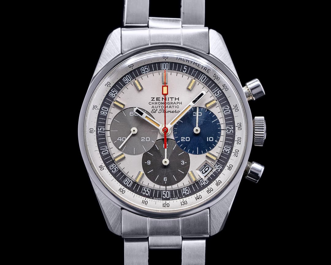Zenith A386 Vintage El Primero Tri Color RARE SS Circa 1969 WOW