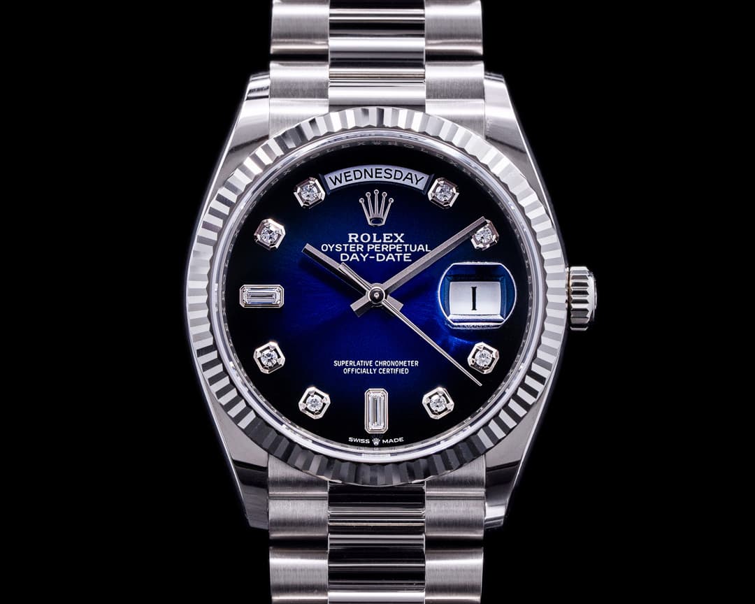 Rolex Day Date President 128239 "Blue Ombre" Fume Diamond Dial 2022 UNWORN