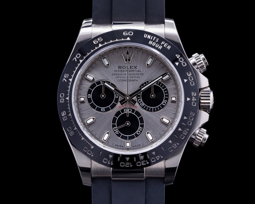 Rolex Daytona 116519 18K White Gold Ceramic Oysterflex Silver Dial 