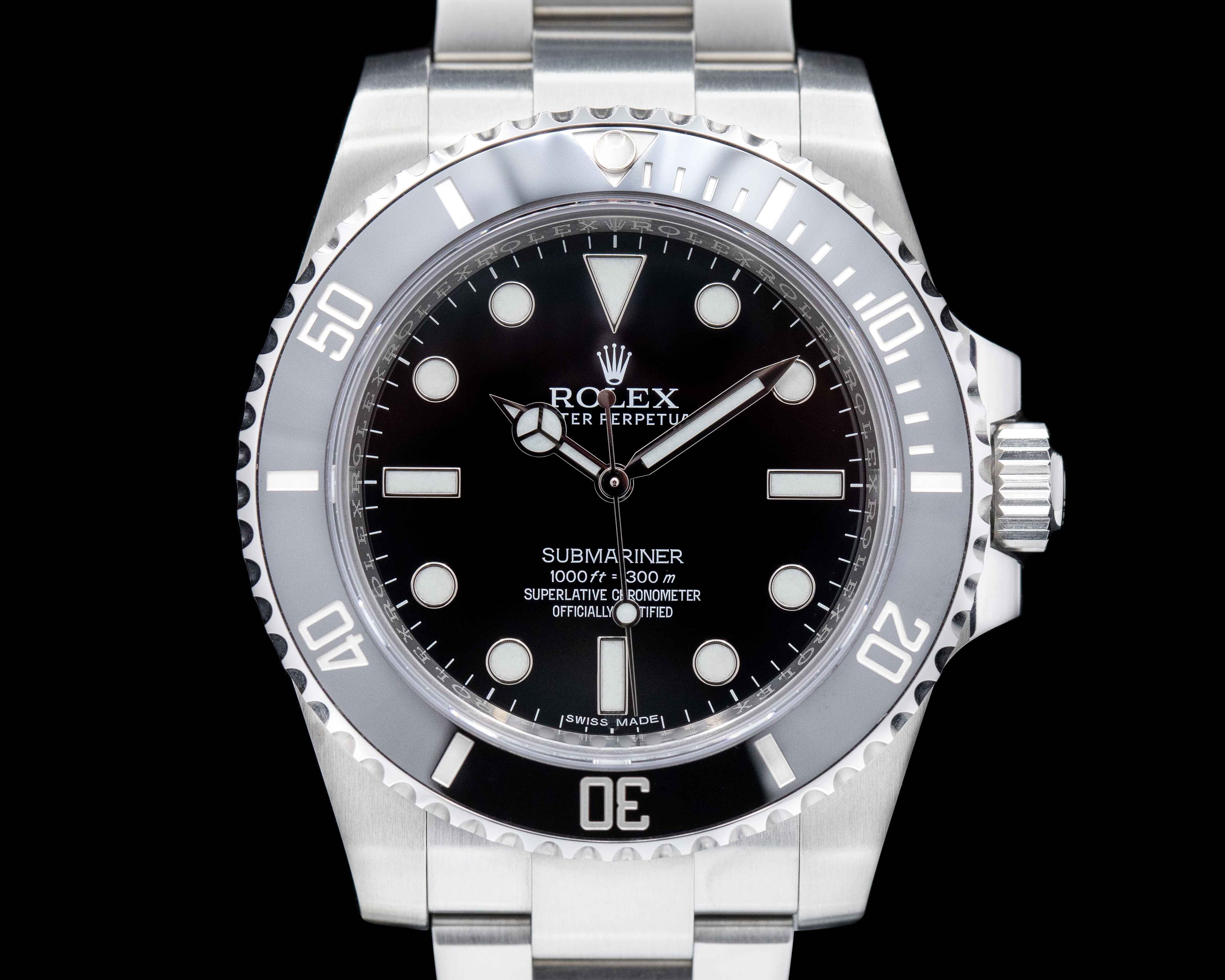 Rolex Submariner 114060 No Date Ceramic Bezel "Schlumberger" SS