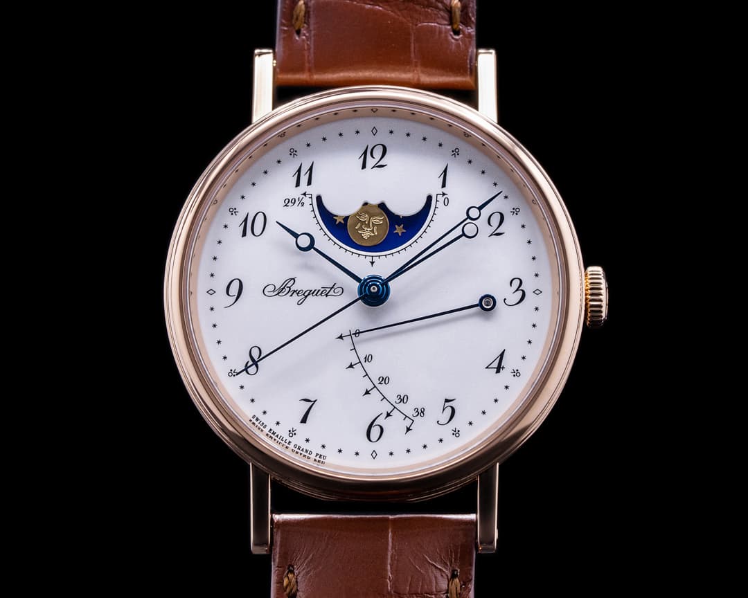 Breguet Classique Moonphase 18K Rose Gold Enamel Dial