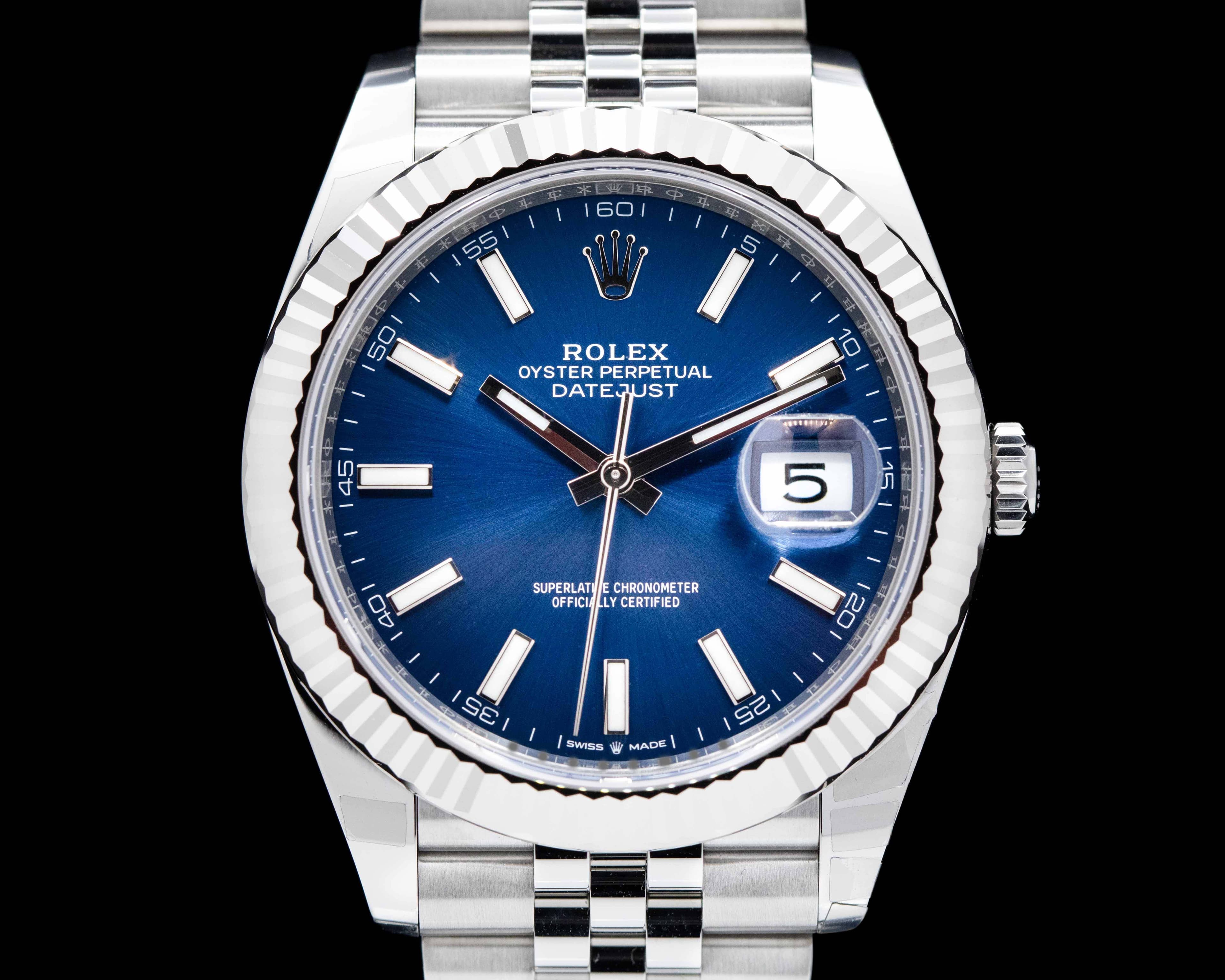 Rolex Datejust 41 Blue Stick Dial SS / SS UNWORN