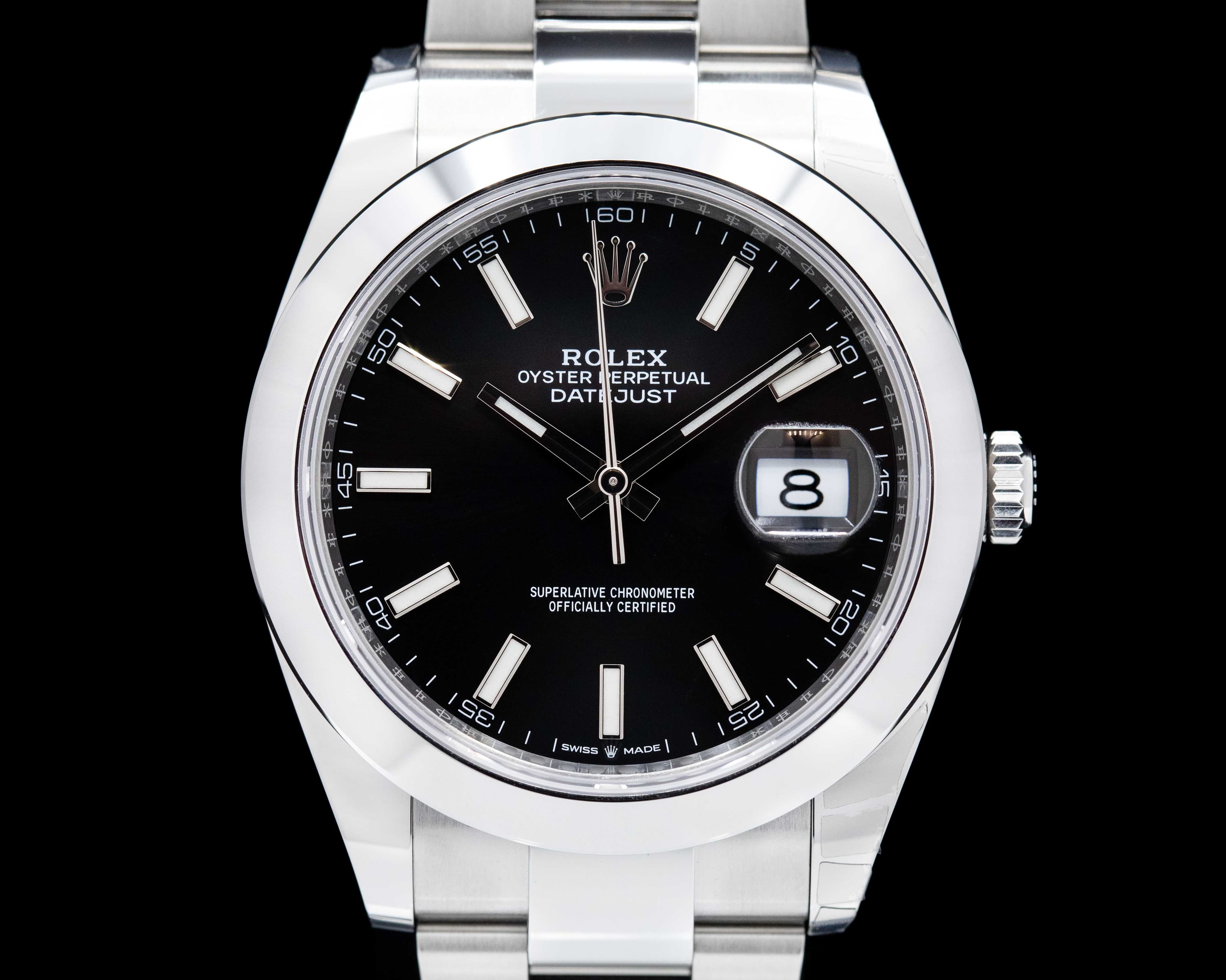 Rolex Datejust 41 126300 Black Stick Dial SS UNWORN
