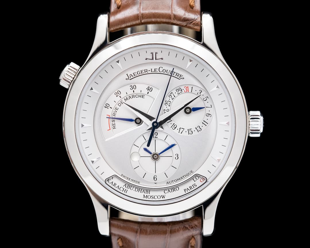 Jaeger LeCoultre Master Geographic 18k White Gold Silver Dial RARE