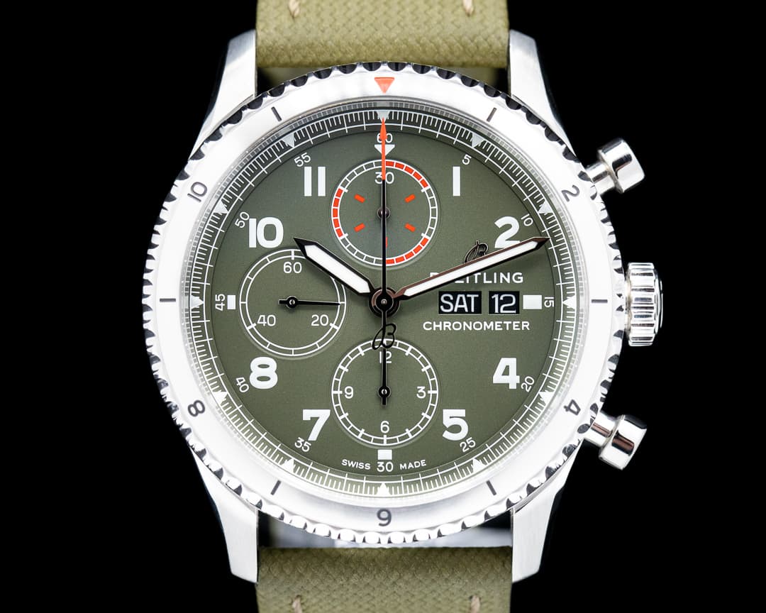 Breitling Aviator 8 Chronograph 43 Green Dial "Curtiss Warhawk"