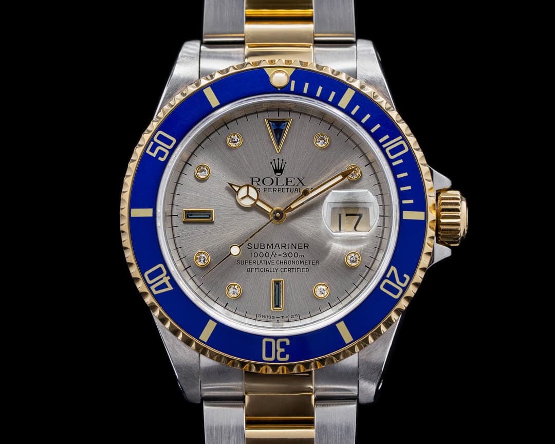 Rolex Submariner 18K / SS Silver Serti Dial 