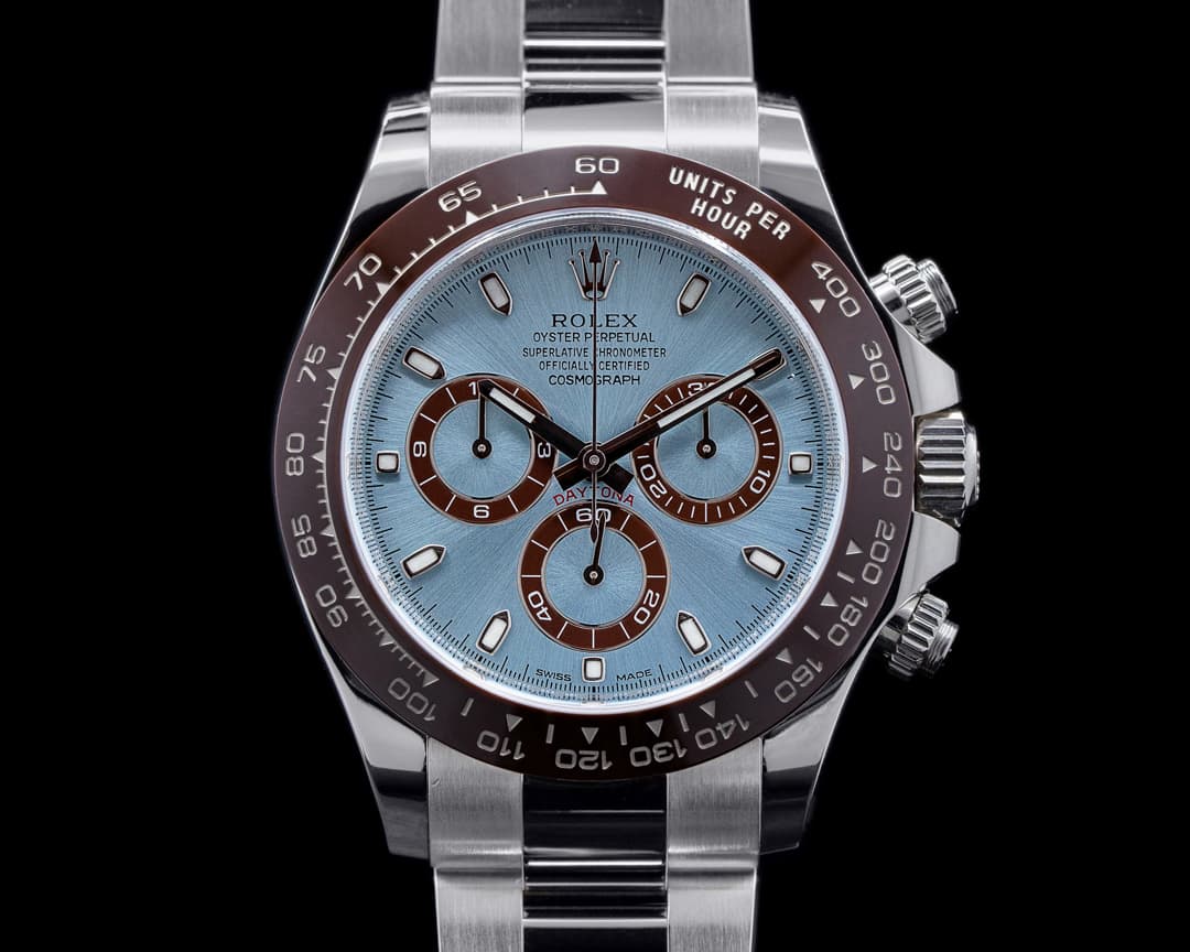 Rolex Daytona 116506 Platinum Glacier Blue / Brown Ceramic 