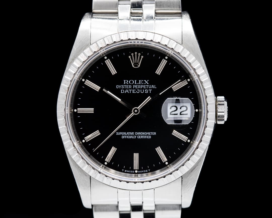 Rolex Datejust Black Stick Dial SS Jubilee 
