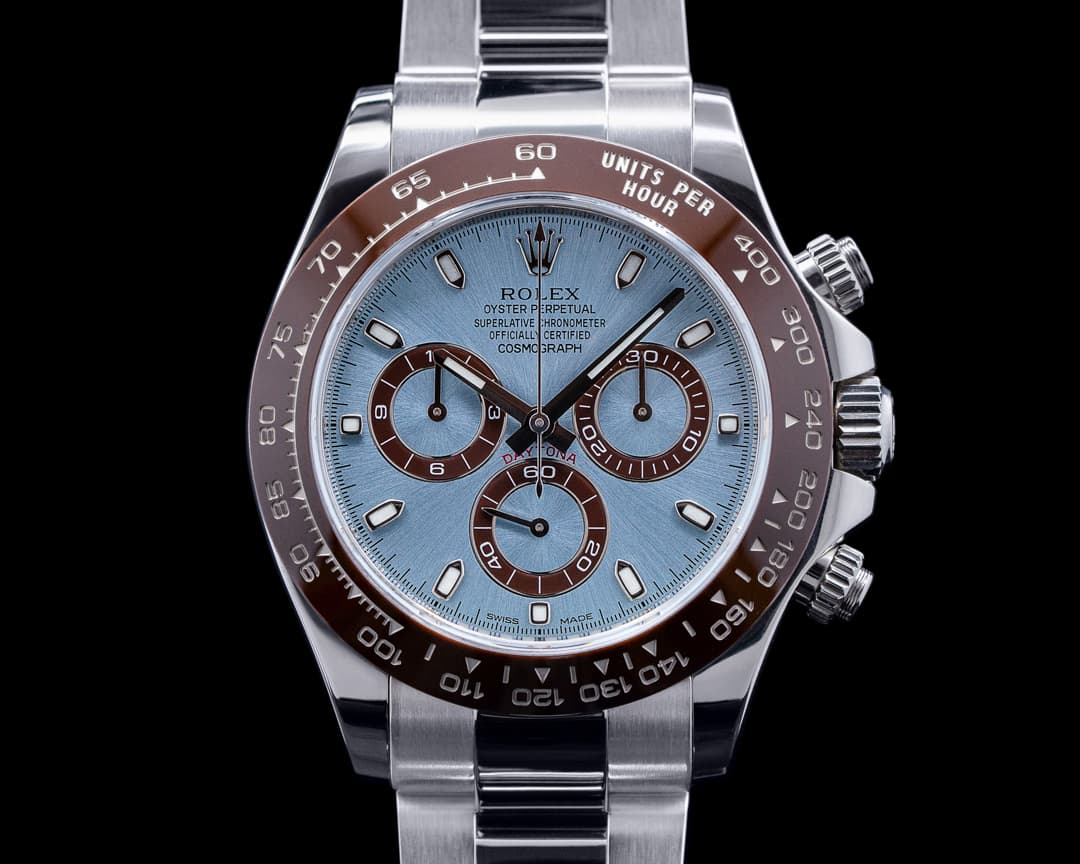 Rolex Daytona 116506 Platinum Glacier Blue / Brown Ceramic 