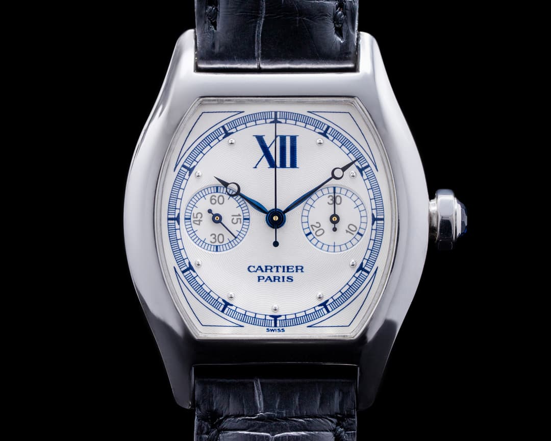 Cartier Privee Collection Tortue Monopoussoir Chronograph 18K White Gold 