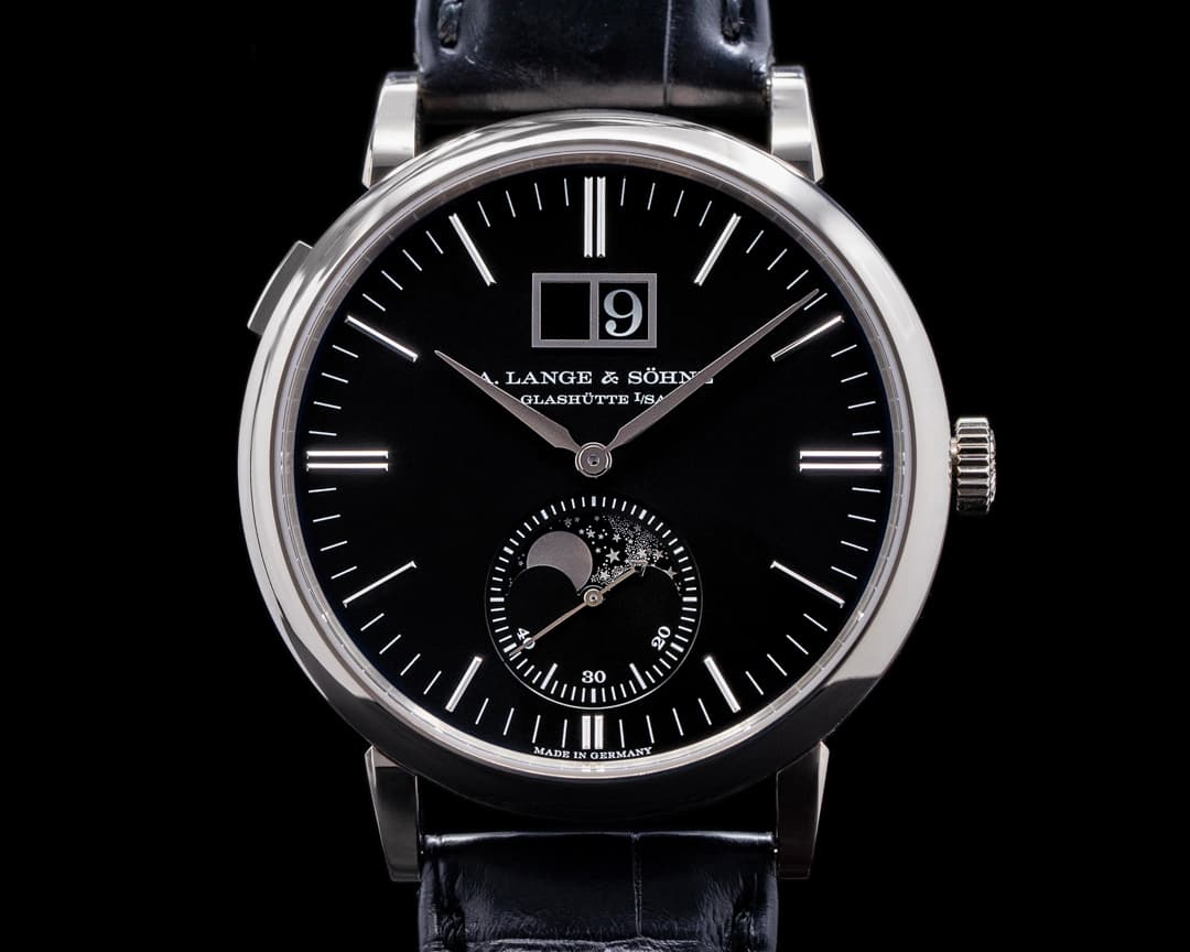 A. Lange and Sohne Saxonia Moon Phase Automatik 384.029 18K White Gold / Black Dial 2021