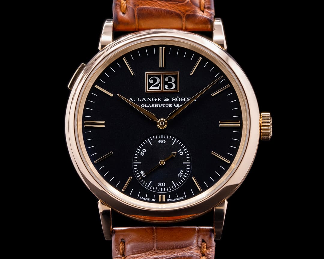 A. Lange and Sohne Saxonia 381.031 Outsize Date 18K Rose Gold / Black Dial 