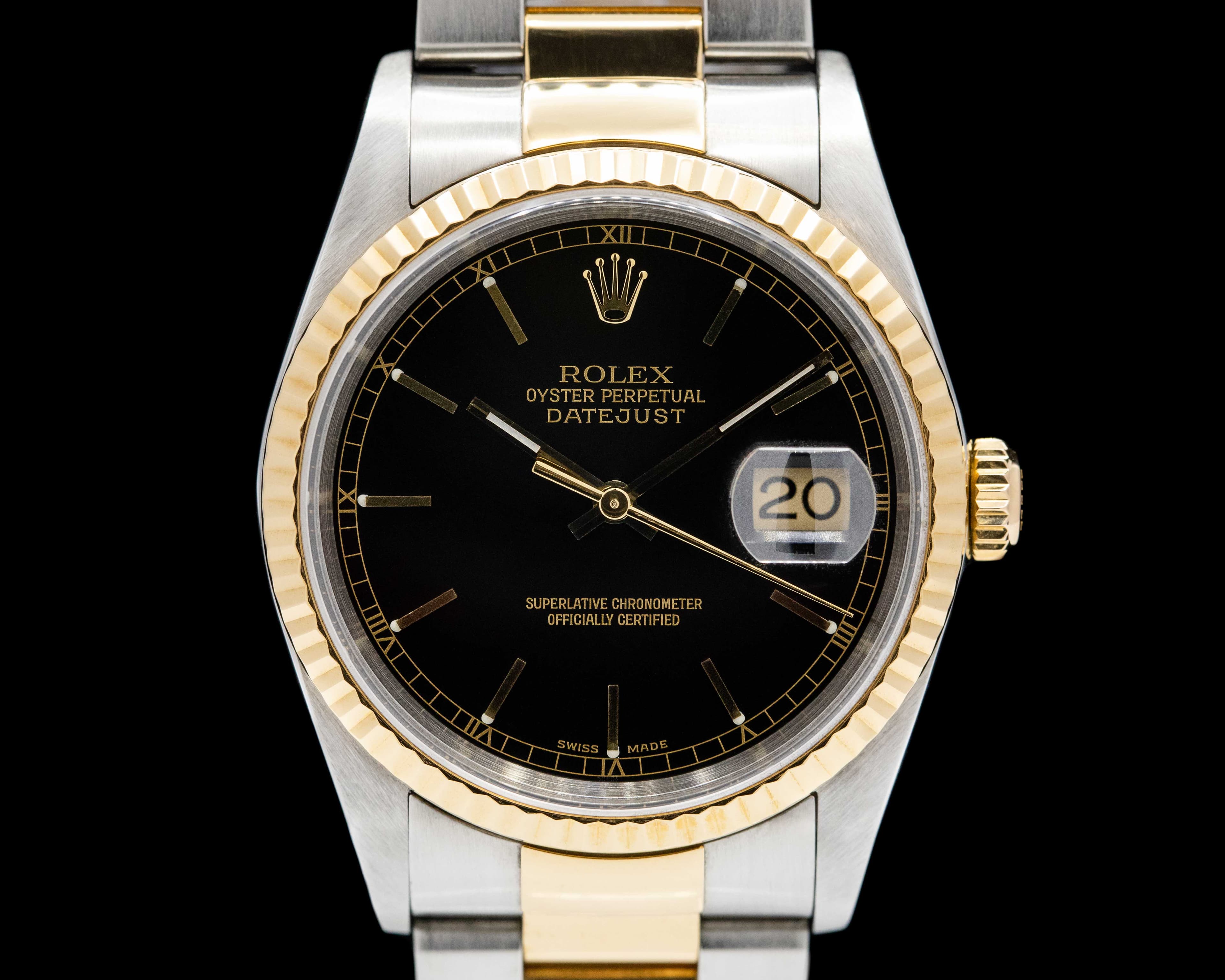 Rolex Datejust Black Dial 18K/SS Oyster 
