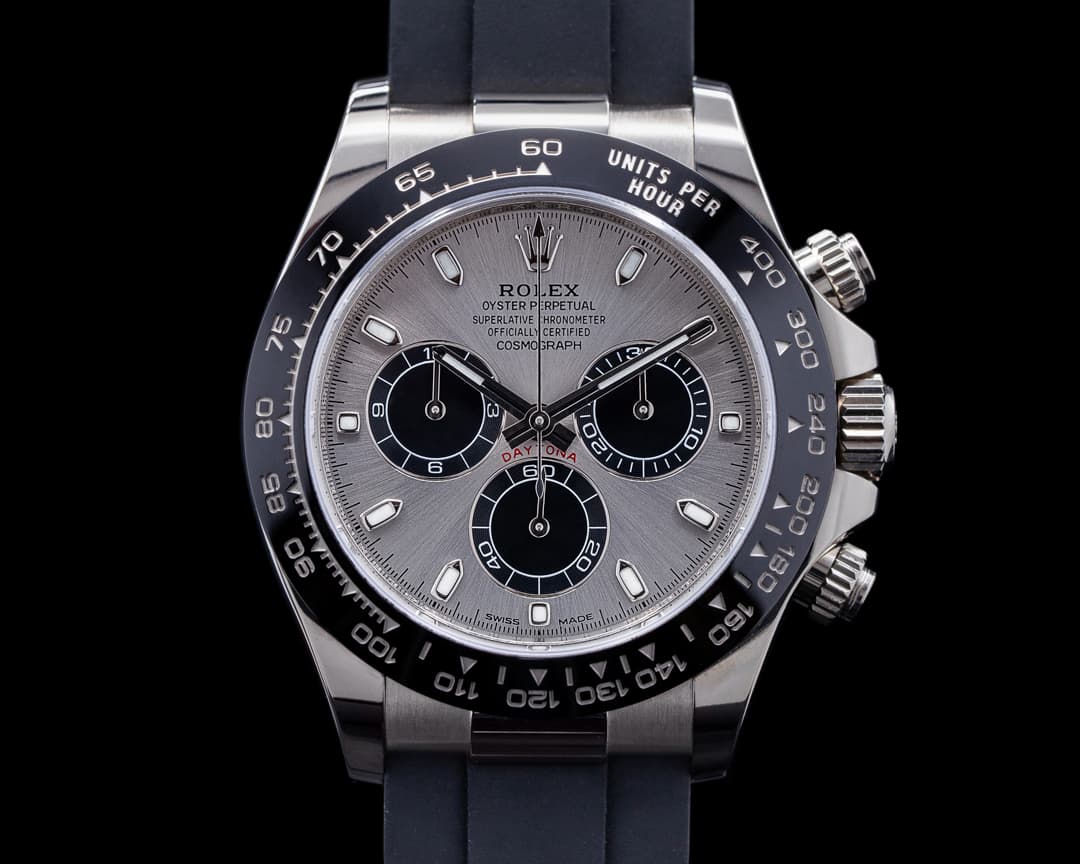 Rolex Daytona 116519 18K White Gold Ceramic Oysterflex Silver Dial 