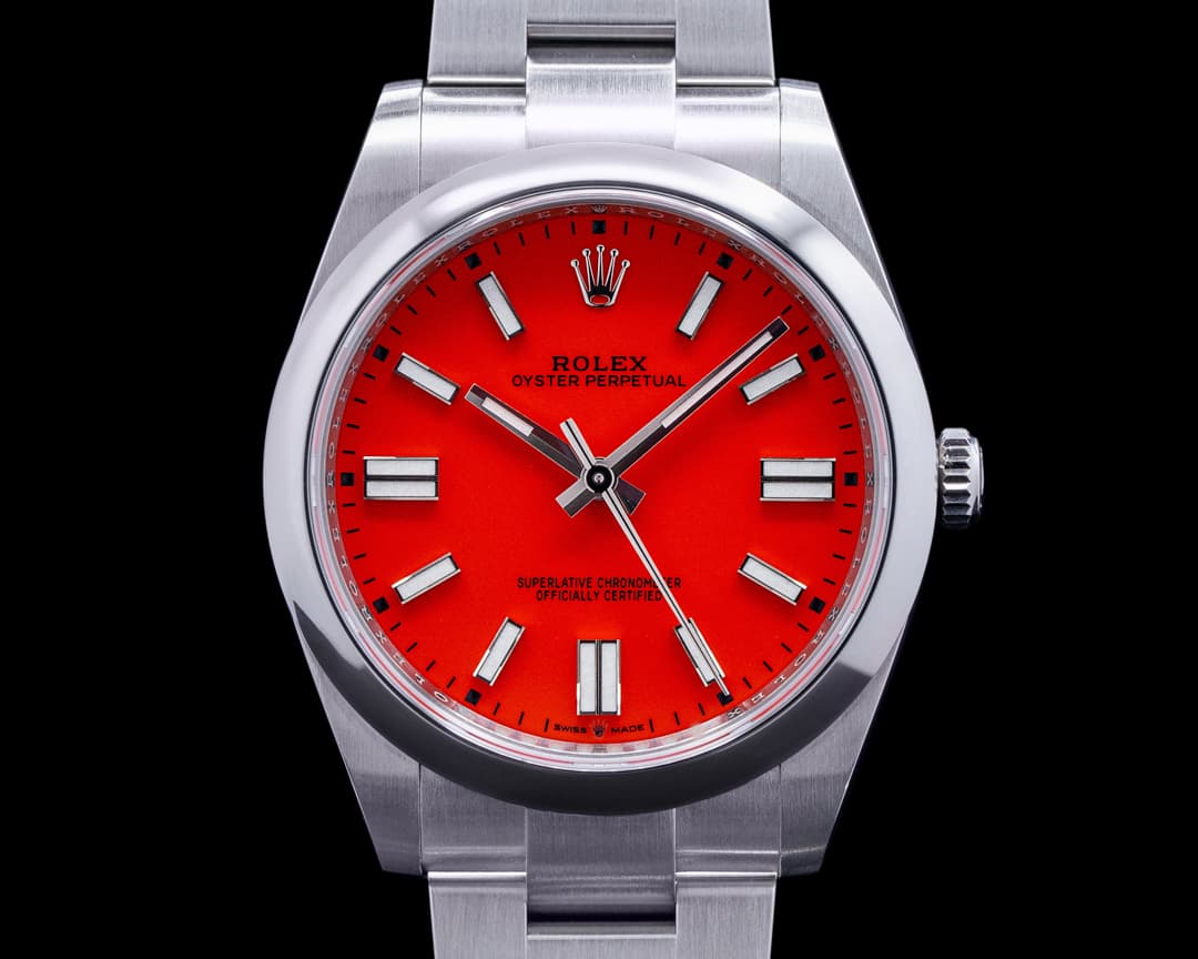 Rolex 124300 Oyster Perpetual SS Coral Red Dial