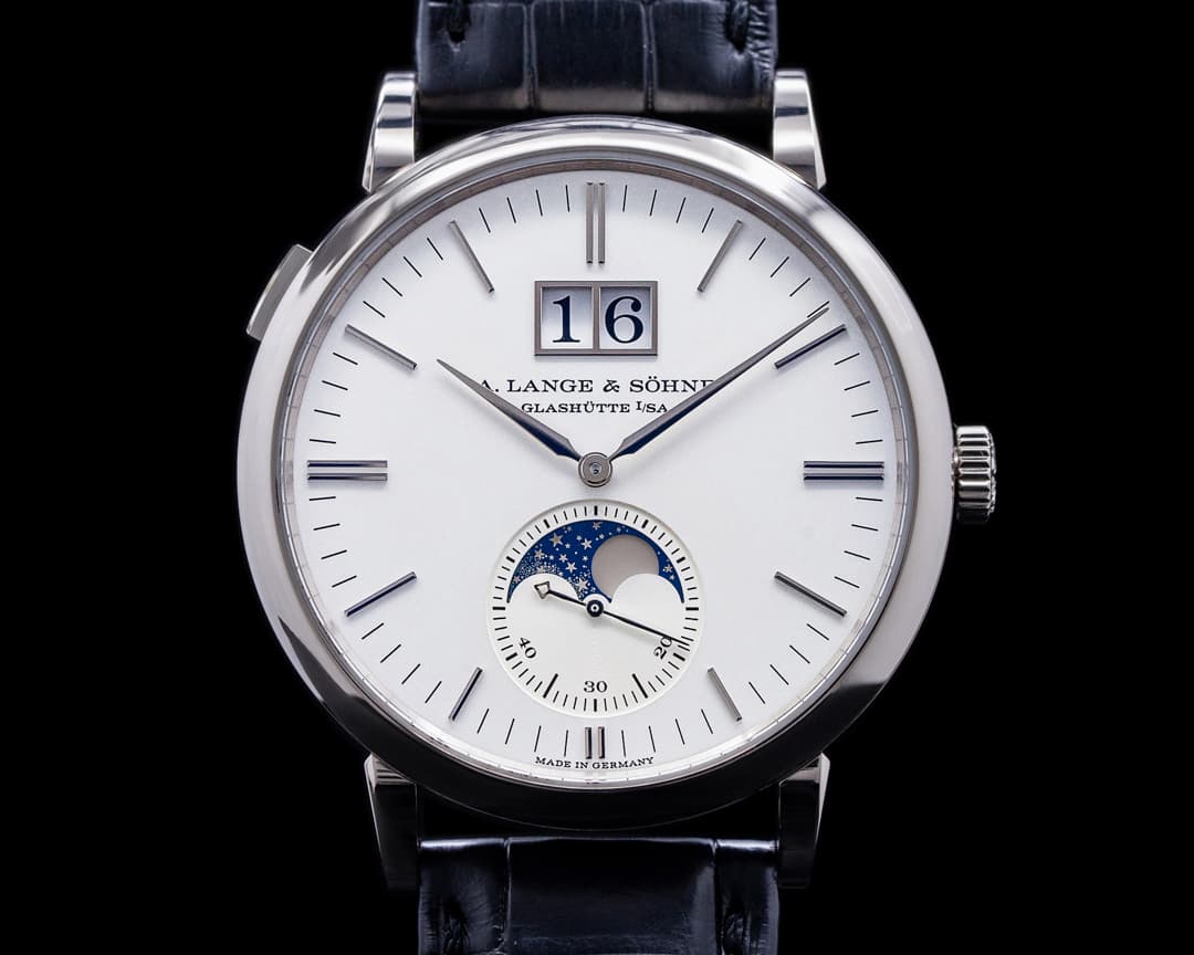 A. Lange and Sohne Saxonia Moon Phase 384.026 Automatik 18K White Gold / Silver Dial 2021 