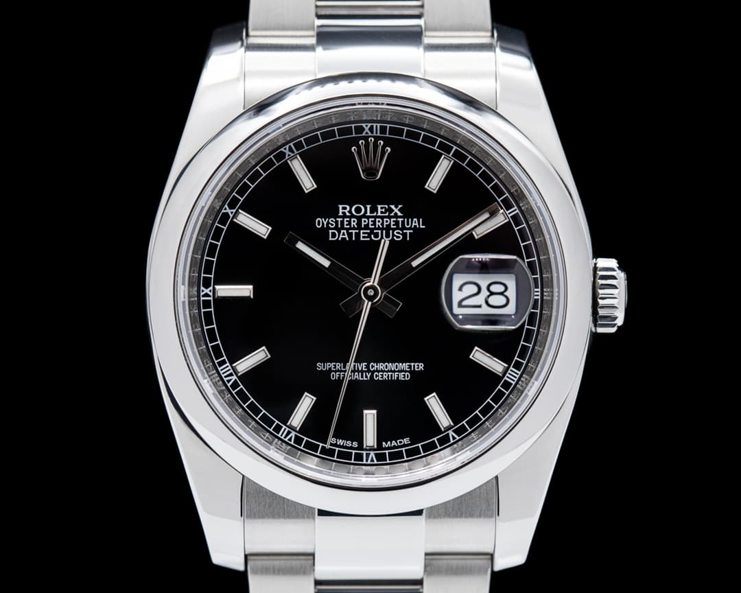 Rolex Datejust Black Stick Dial SS / SS