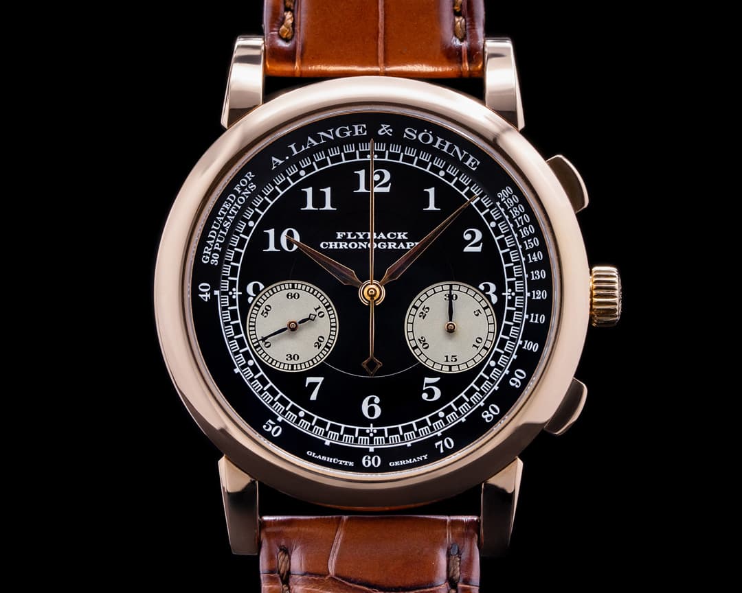 A. Lange and Sohne 1815 Flyback Chronograph Black Dial 401.031 18K Rose Gold 
