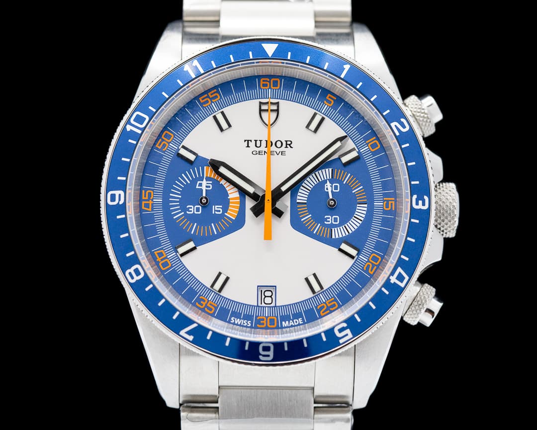 Tudor Heritage Chronograph Silver Dial w/Blue Counters UNWORN