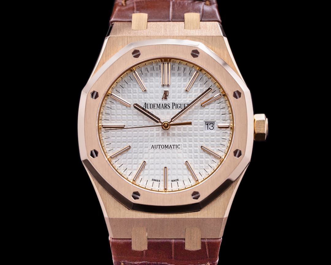 Audemars Piguet Royal Oak 15400OR Jumbo White Dial 18K Rose Gold 