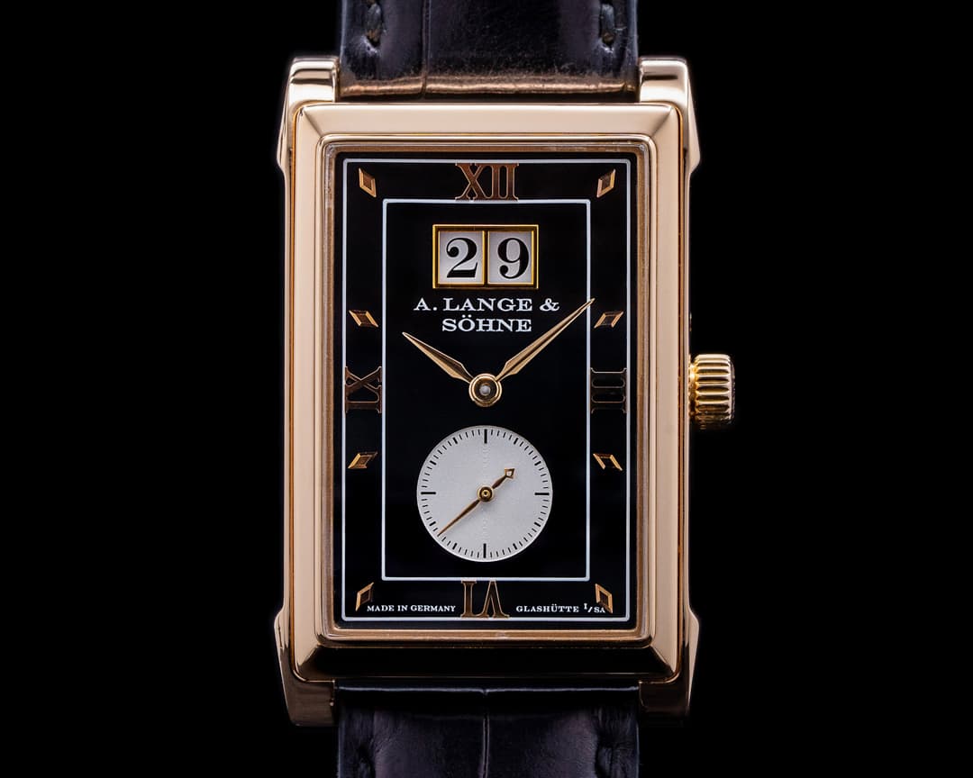 A. Lange and Sohne Cabaret 107.031 18K Rose Gold Black Dial RARE