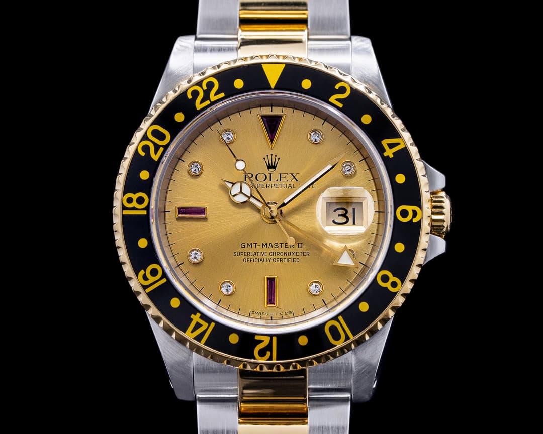 Rolex GMT Master II 16713 Champagne Serti Dial 18K / SS