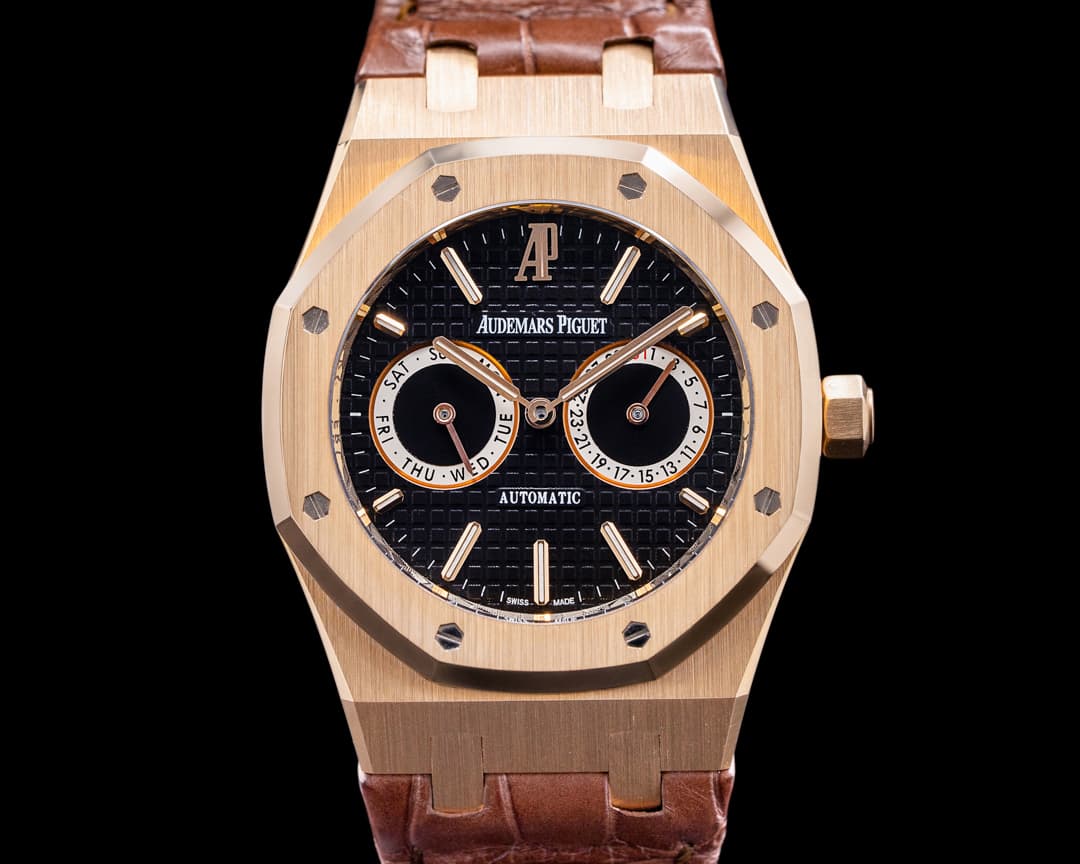Audemars Piguet Royal Oak Day Date Black Dial 18K RG / Alligator 