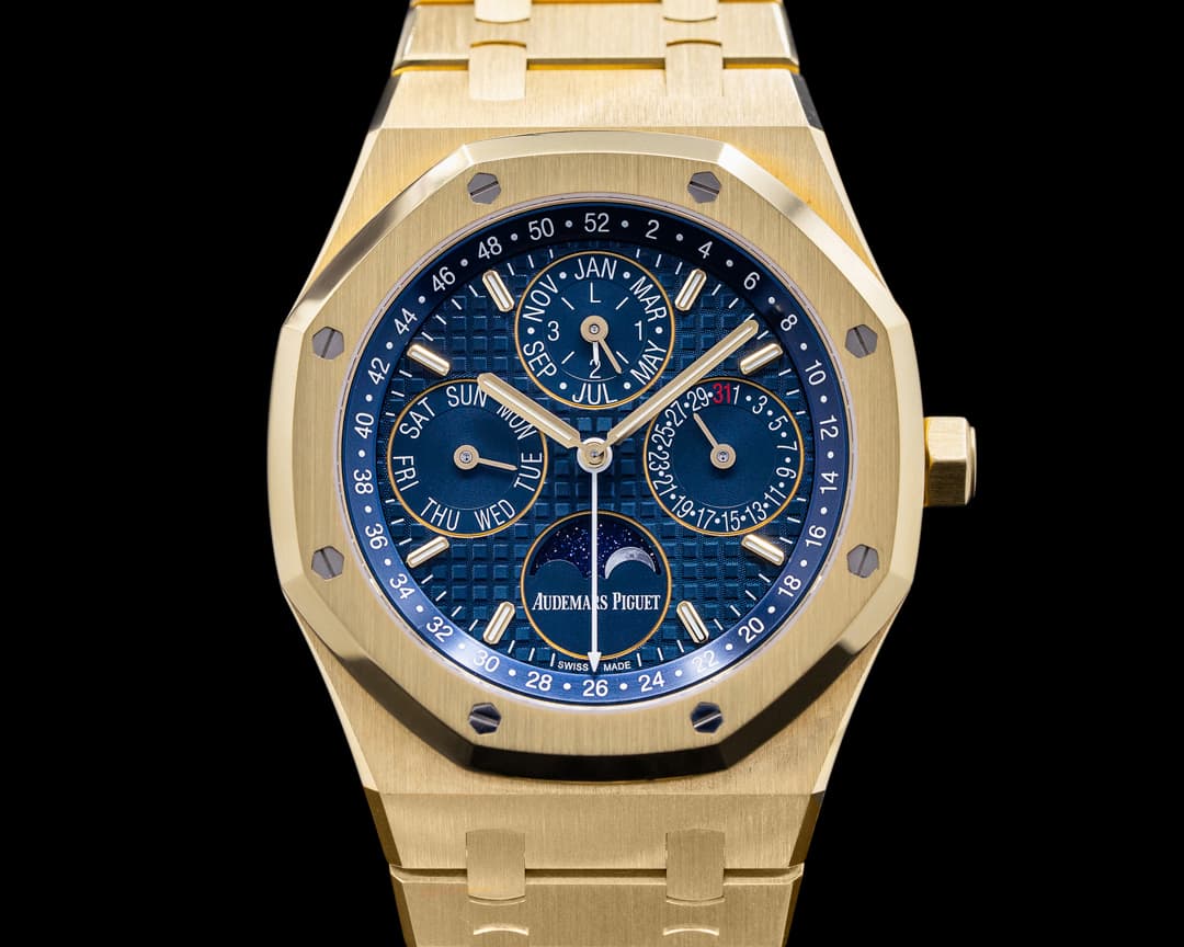 Audemars Piguet Royal Oak 26574BA Perpetual Calendar 18k yellow Gold Blue Dial 