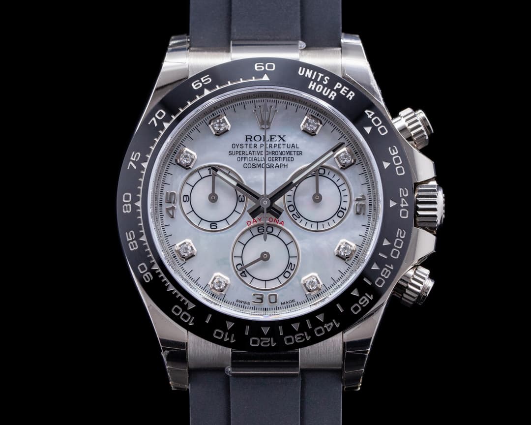 Rolex Daytona 116519 18K White Gold Ceramic Oysterflex MOP Diamond Dial UNWORN
