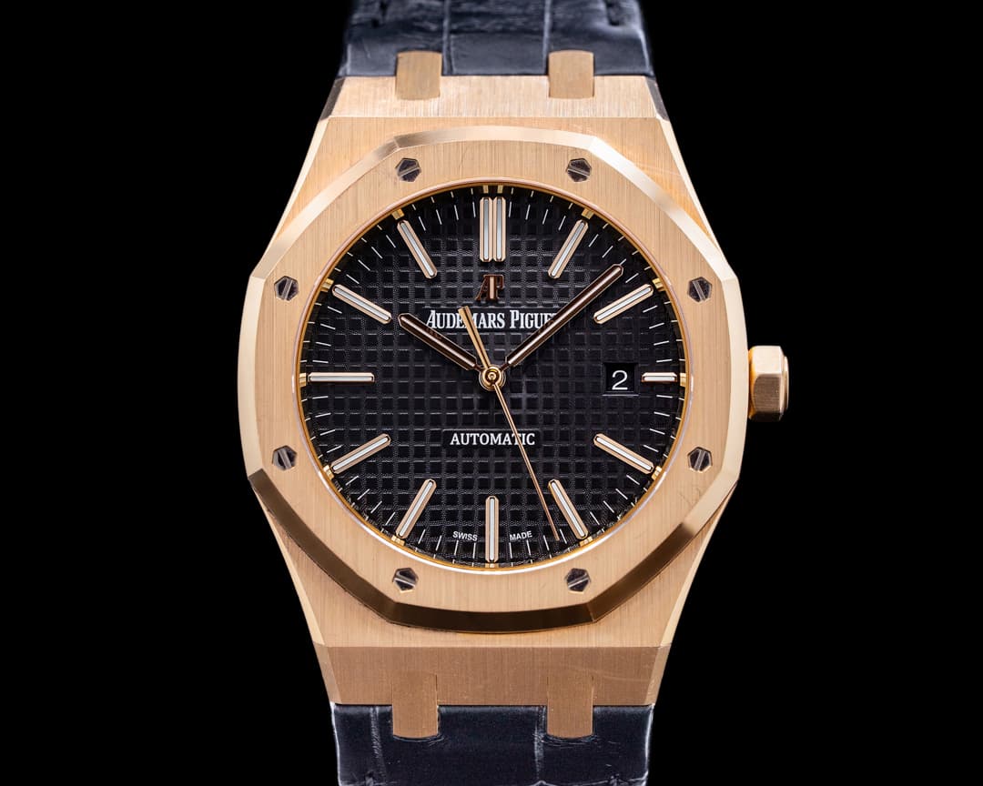 Audemars Piguet Royal Oak 15400OR Jumbo Black Dial 18K Rose Gold 