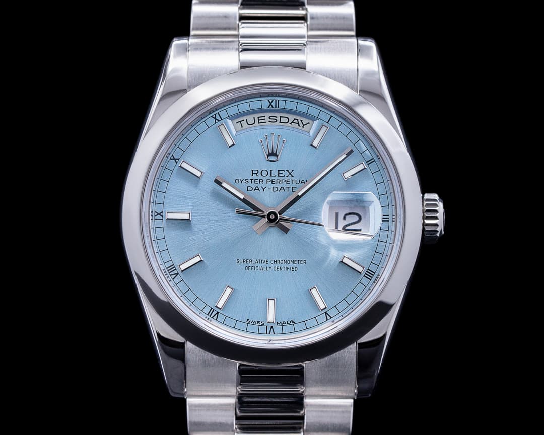 Rolex President Platinum Glacier Roman Dial