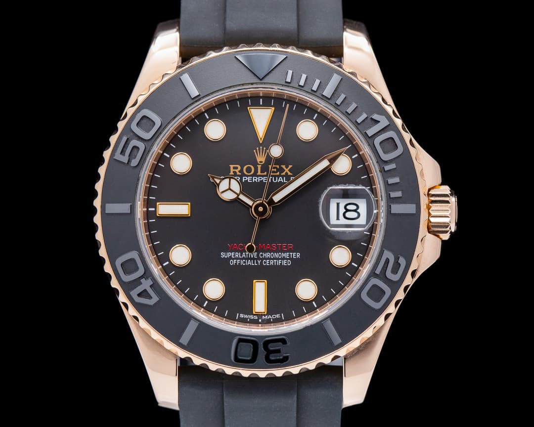 Rolex Yacht Master 18K Rose Gold / Rubber MIDSIZE 37MM