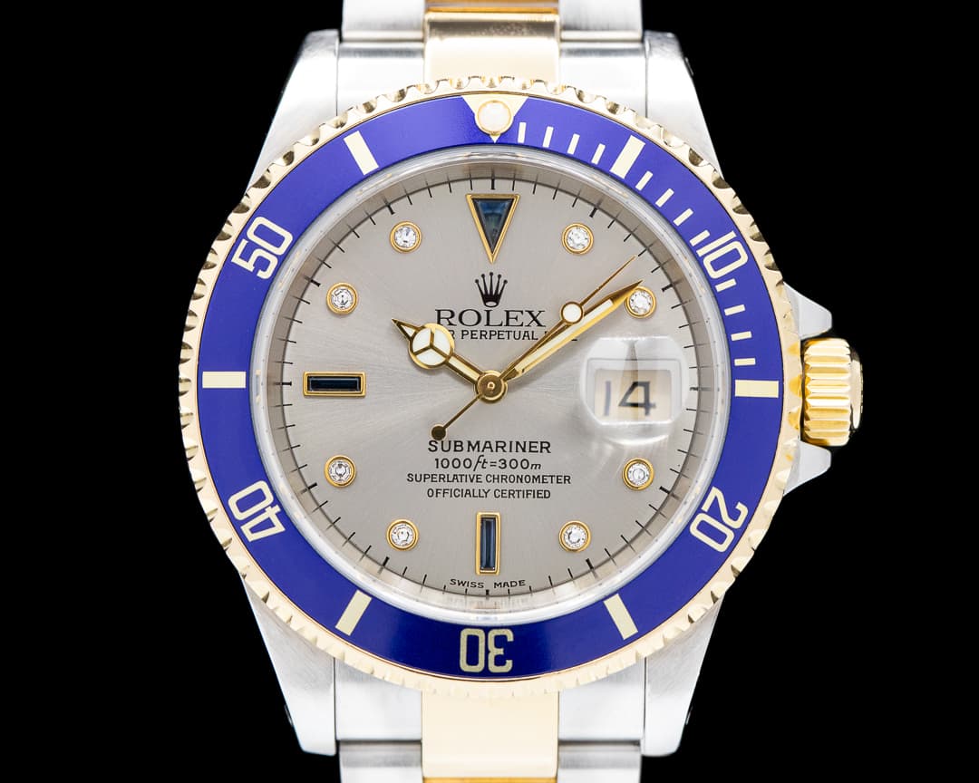 Rolex Submariner 18K / SS Silver Serti Dial 