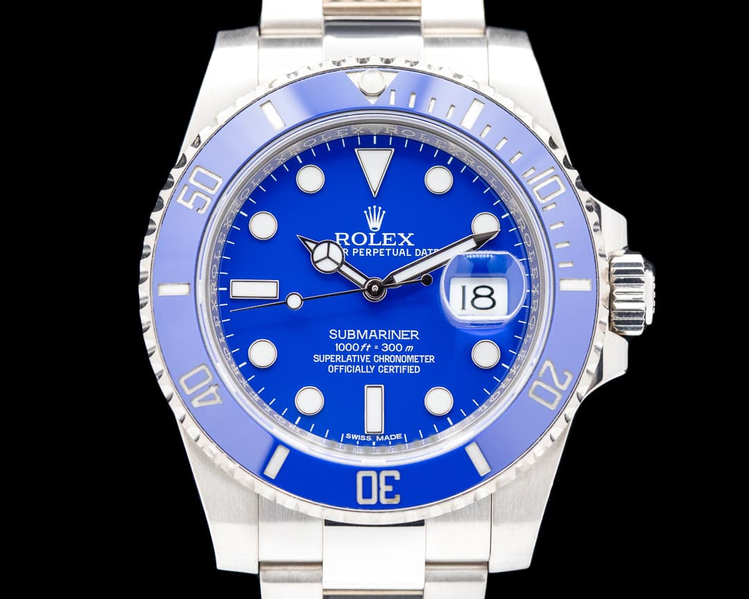 Rolex Submariner SMURF Date 116619LB 18K White Gold Blue Dial 