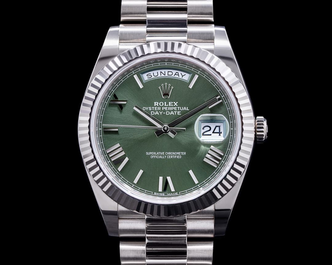 Rolex Day Date President 18K White Gold Green Dial 40MM