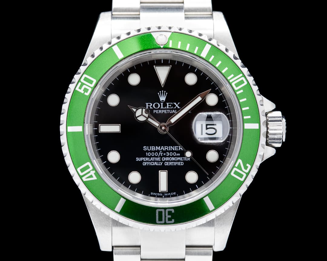 Rolex Submariner 50th Anniversary 16610LV SS Green Bezel Mark III dial