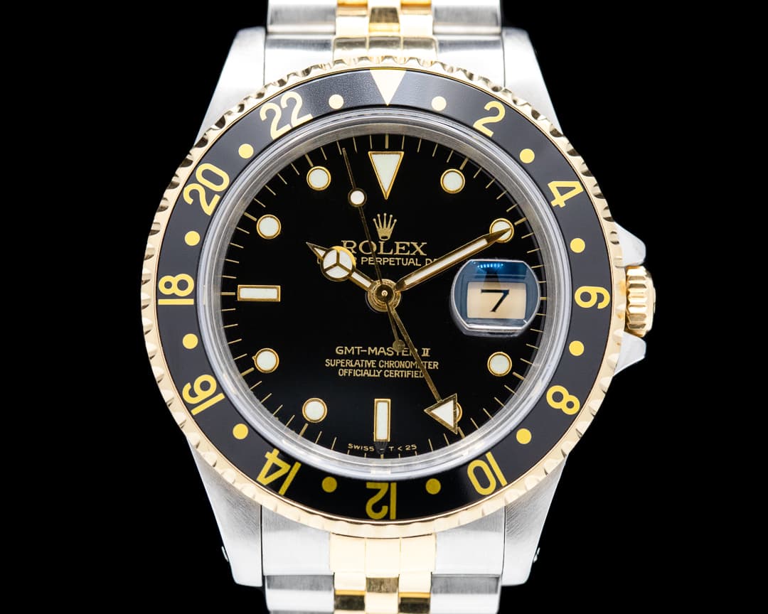 Rolex GMT Master II 18K / SS Black Dial BOX AND PAPERS