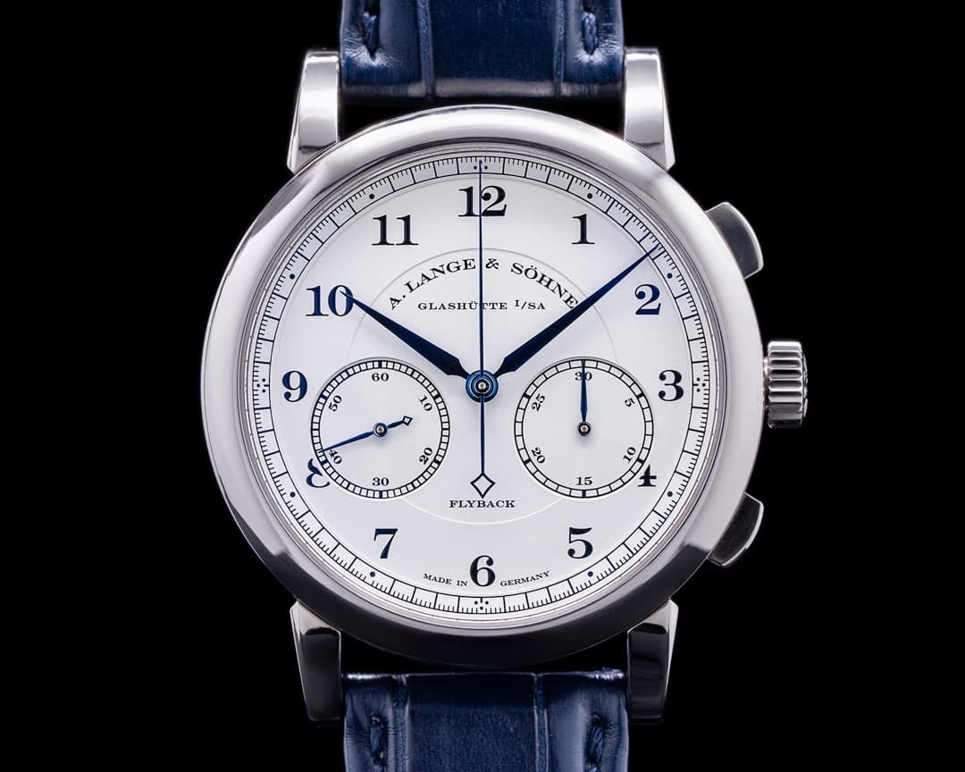 A. Lange and Sohne 1815 Flyback Chronograph 402.026 Silver Dial 18K White Gold 
