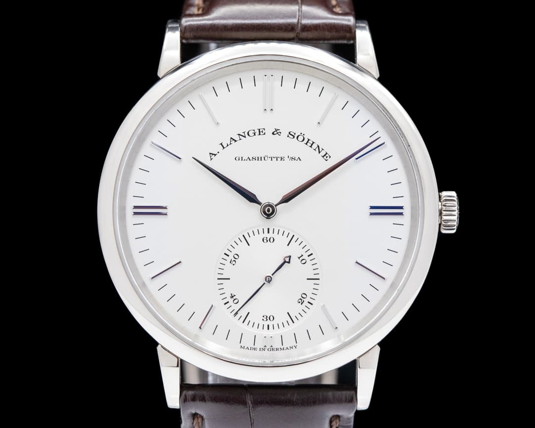 A. Lange and Sohne Saxonia Automatic 380.027 18K White Gold / Silver Dial 