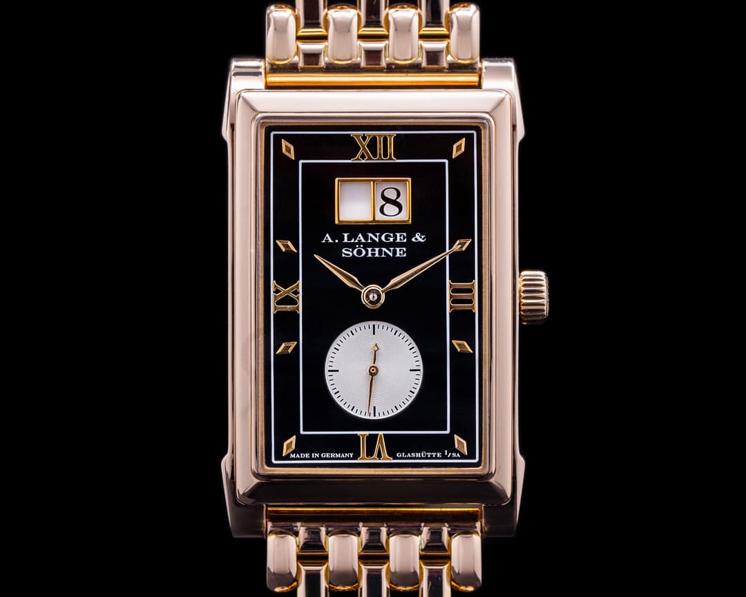 A. Lange and Sohne Cabaret 107.031 18K Rose Gold Black Dial RARE