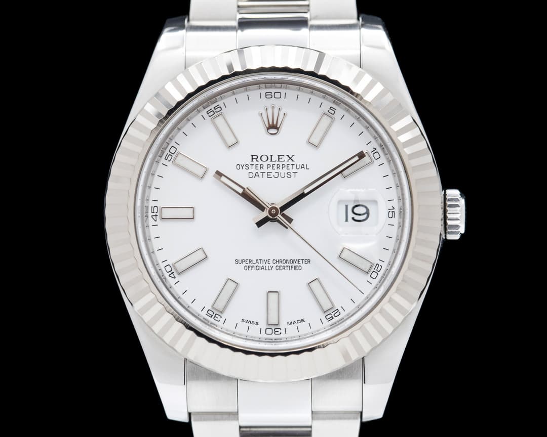 Rolex Datejust II White Stick Dial SS 