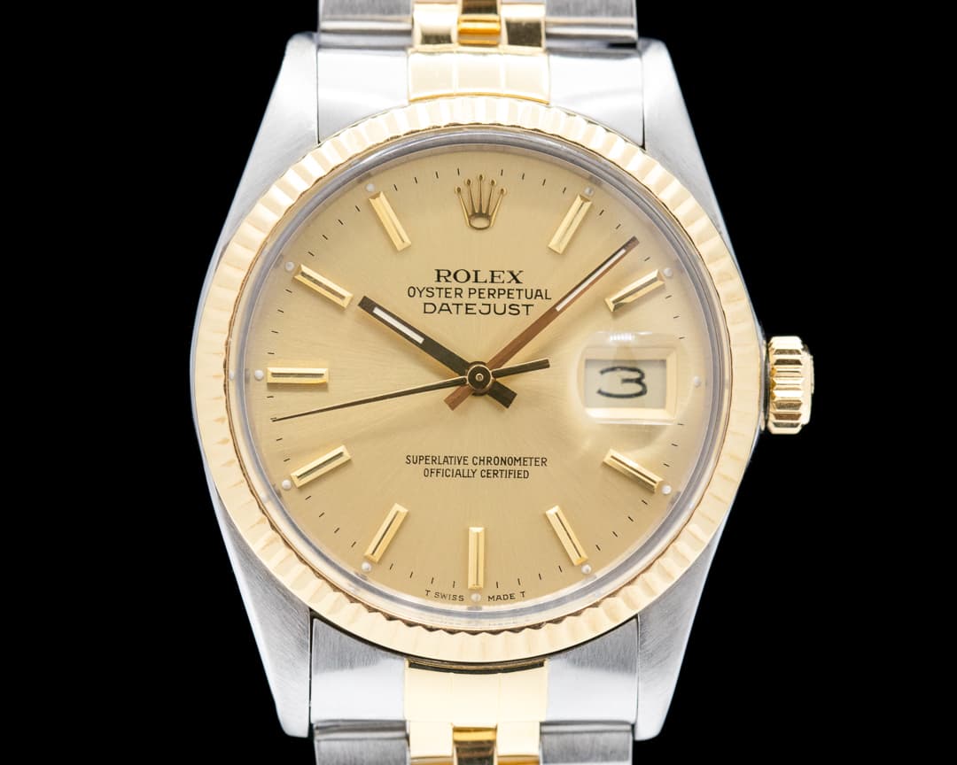 Rolex Datejust Gold Dial Stick Markers 18K / SS FULL SET 1987