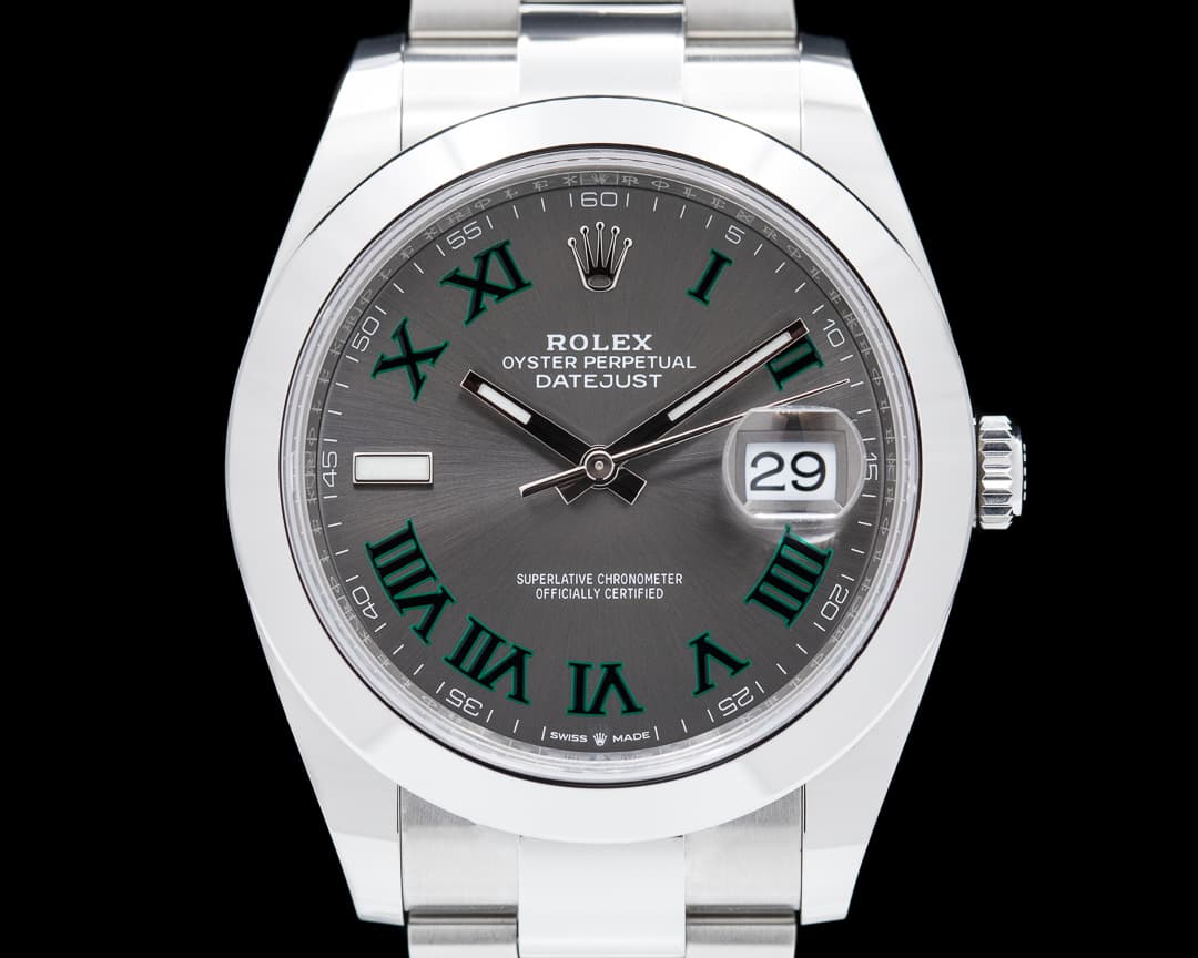 Rolex Datejust 41 126300 Wimbledon Slate Roman Dial SS 