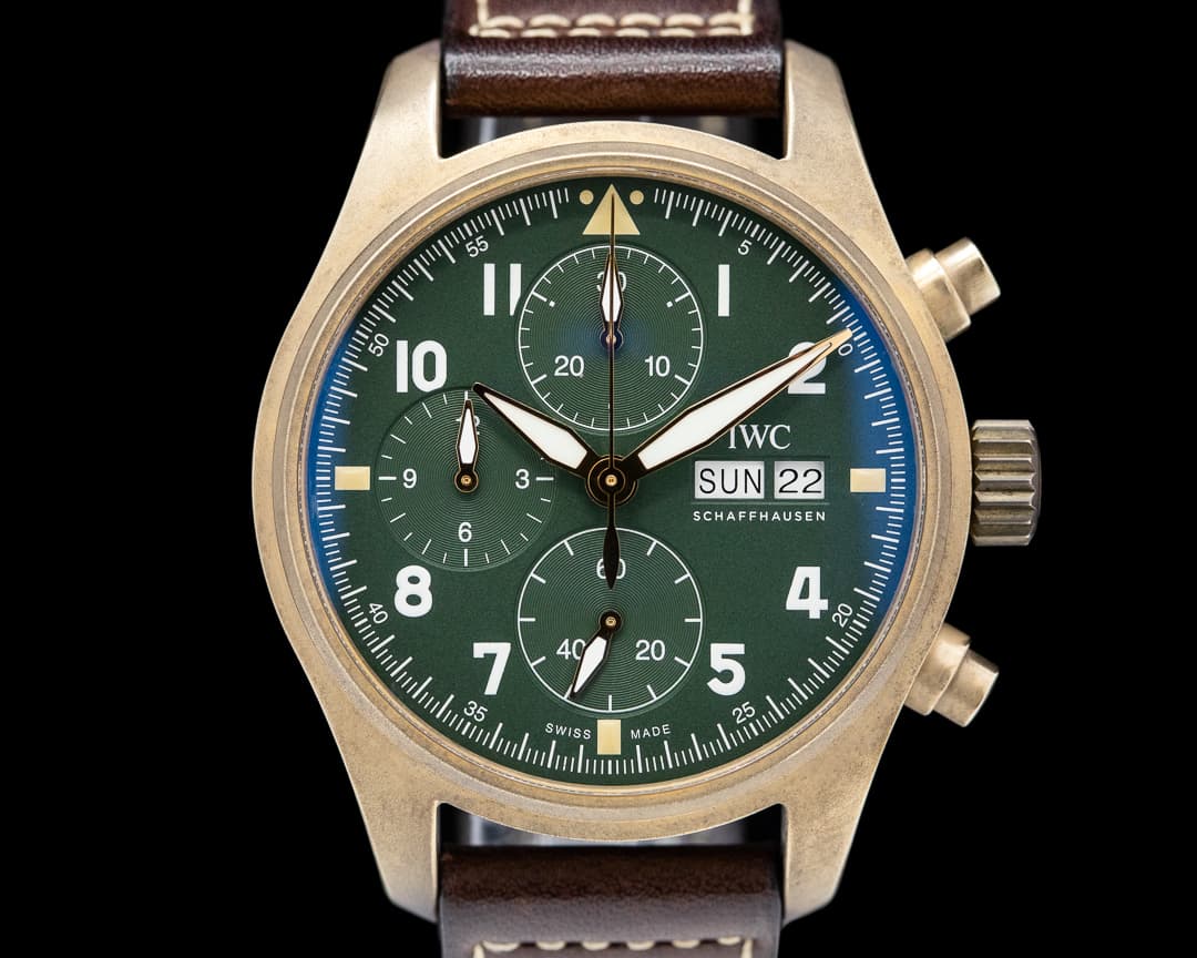 IWC Pilots Watch Chronograph Spitfire Automatic Bronze Green Dial